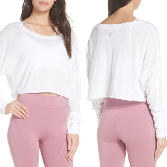 NWT Free People Movement White Pacific Long Sleeve Top Size Medium New Tags Boho - Picture 6 of 9